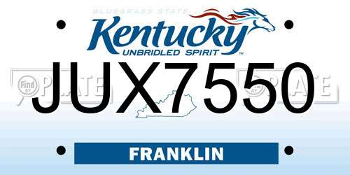 JUX7550 Kentucky License Plate
