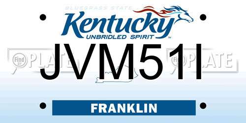 JVM51I Kentucky License Plate