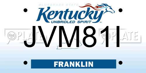 JVM81I Kentucky License Plate