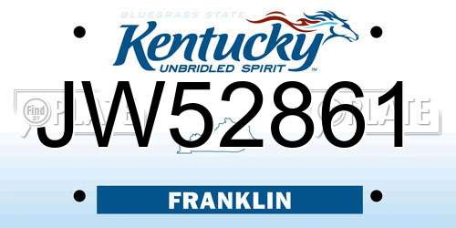 JW52861 Kentucky License Plate
