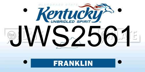 JWS2561 Kentucky License Plate