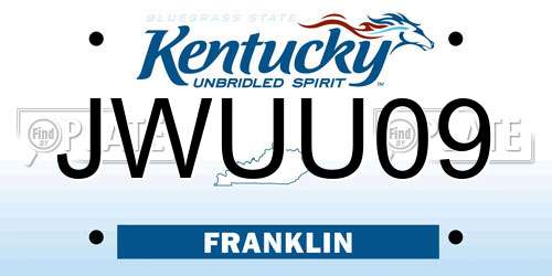JWUU09 Kentucky License Plate