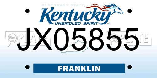 JX05855 Kentucky License Plate