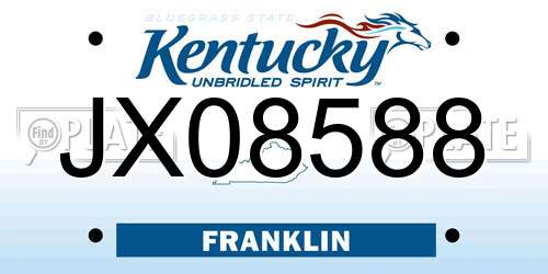 JX08588 Kentucky License Plate