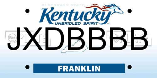 JXDBBBB Kentucky License Plate