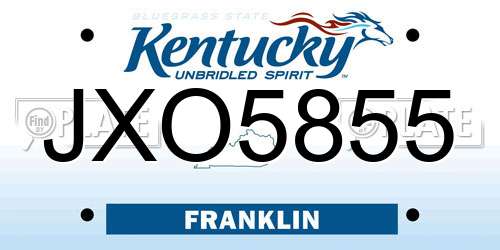 JXO5855 Kentucky License Plate