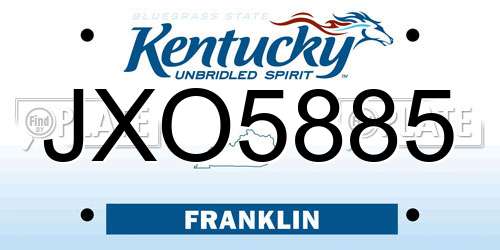 JXO5885 Kentucky License Plate