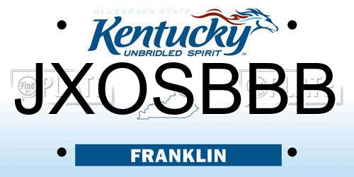 JXOSBBB Kentucky License Plate