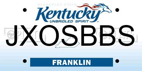 JXOSBBS Kentucky License Plate