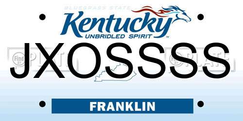 JXOSSSS Kentucky License Plate