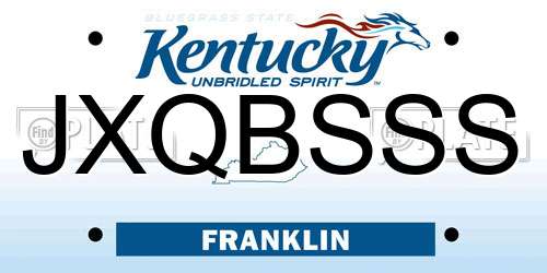 JXQBSSS Kentucky License Plate
