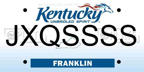 JXQSSSS Kentucky License Plate