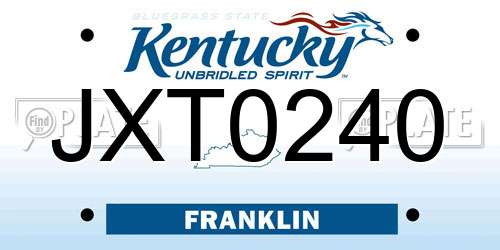 JXT0240 Kentucky License Plate