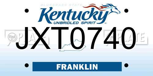 JXT0740 Kentucky License Plate
