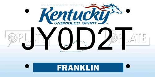 JY0D2T Kentucky License Plate