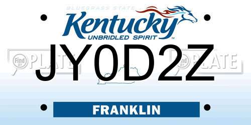 JY0D2Z Kentucky License Plate