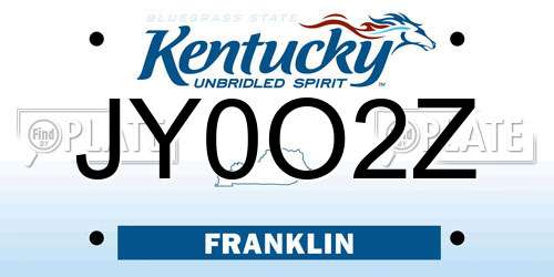 JY0O2Z Kentucky License Plate