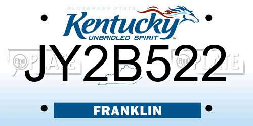 JY2B522 Kentucky License Plate