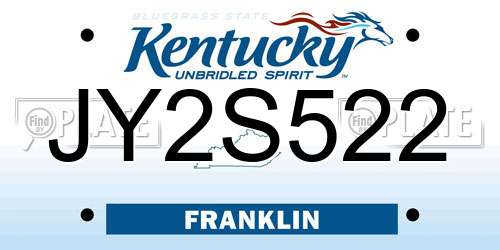 JY2S522 Kentucky License Plate