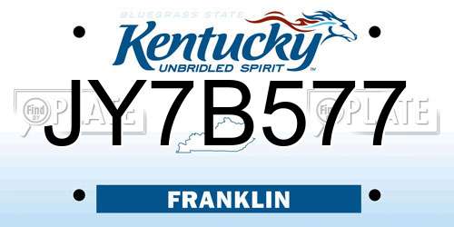 JY7B577 Kentucky License Plate