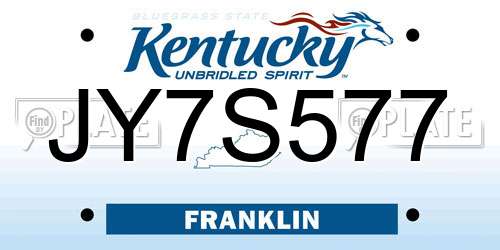 JY7S577 Kentucky License Plate