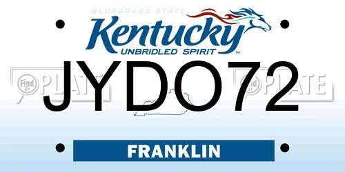 JYDO72 Kentucky License Plate
