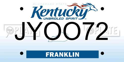 JYOO72 Kentucky License Plate