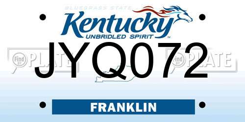 JYQ072 Kentucky License Plate