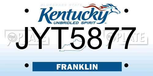 JYT5877 Kentucky License Plate