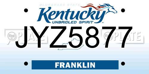 JYZ5877 Kentucky License Plate