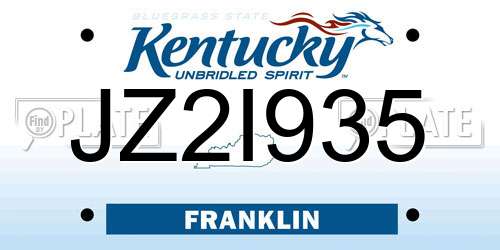 JZ2I935 Kentucky License Plate