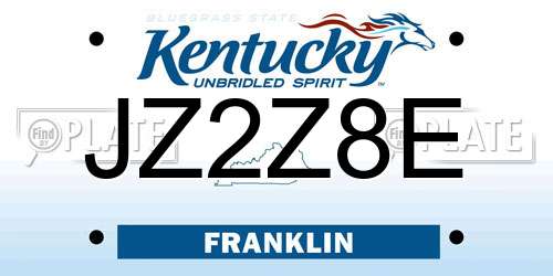 JZ2Z8E Kentucky License Plate
