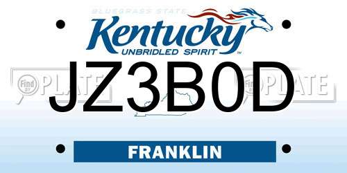 JZ3B0D Kentucky License Plate