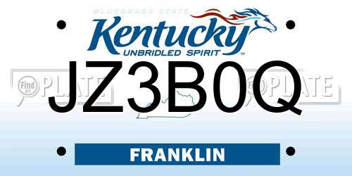 JZ3B0Q Kentucky License Plate