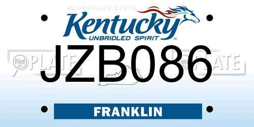 JZB086 Kentucky License Plate