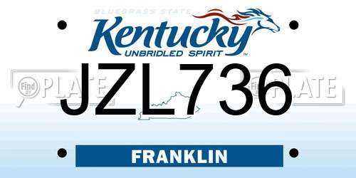 JZL736 Kentucky License Plate