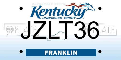 JZLT36 Kentucky License Plate