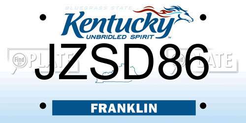 JZSD86 Kentucky License Plate