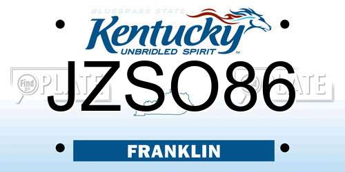 JZSO86 Kentucky License Plate
