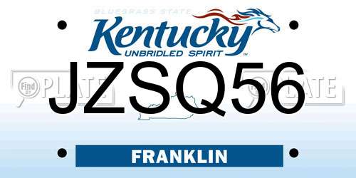 JZSQ56 Kentucky License Plate