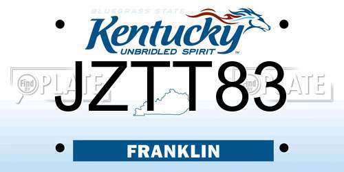 JZTT83 Kentucky License Plate