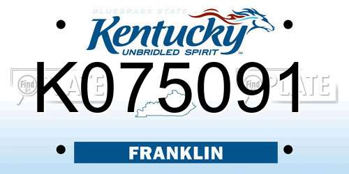 K075091 Kentucky License Plate