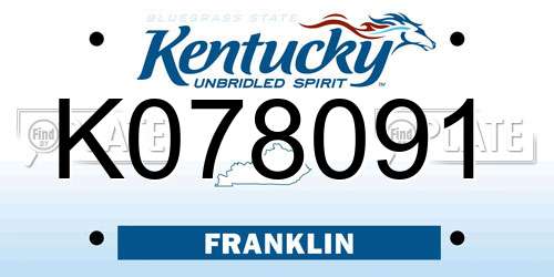 K078091 Kentucky License Plate