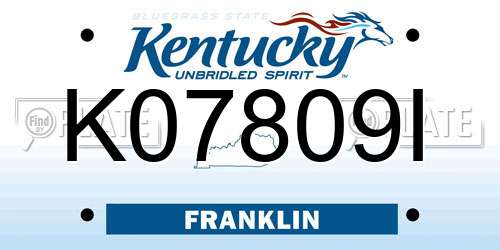 K07809I Kentucky License Plate