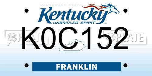 K0C152 Kentucky License Plate