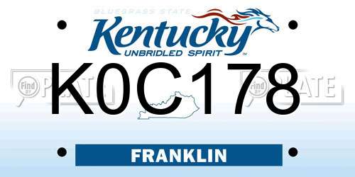K0C178 Kentucky License Plate
