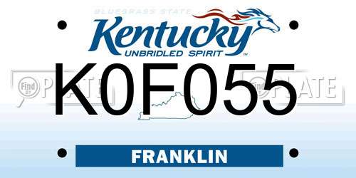 K0F055 Kentucky License Plate