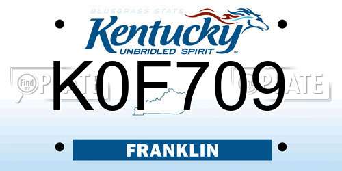 K0F709 Kentucky License Plate