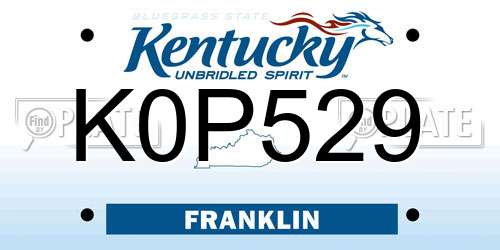 K0P529 Kentucky License Plate