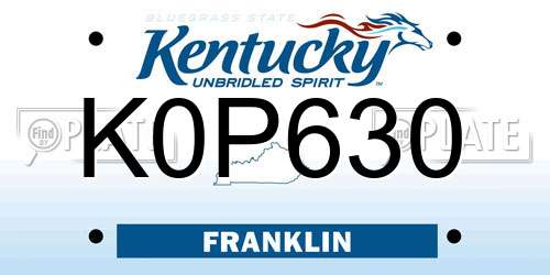 K0P630 Kentucky License Plate